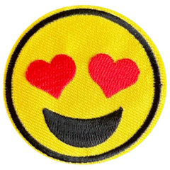 Emoji-Smiley-Emblem-Aufnäher zum Aufbügeln, Herz-Augen