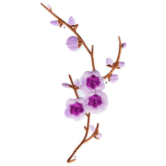 Pflaumenblüten-Blumen-Flieder-Lila-Emblem-Aufnäher zum Aufbügeln rechts
