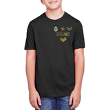 Golden U.S. Army Patch Set op een zwart t-shirt