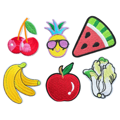 Obst-Gemüse-Bügelemblem-Aufnäher-Set A, 6-teilig