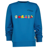 Fruit Groente Strijk Embleem Patch Set A 6 stuks op een blauwe sweater