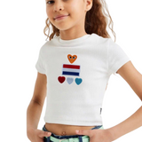 Ik Hou Van Holland Strijk Embleem Patch Set 5 stuks op een wit t-shirtje