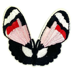 Schmetterlings-Emblem-Aufnäher zum Aufbügeln, Schwarz, Rot, Rosa