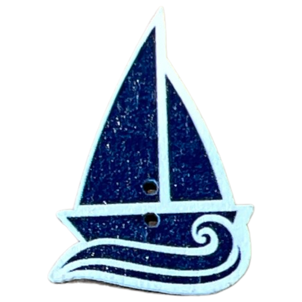 Houten opnaai knoop met zeilboot in maritieme stijl