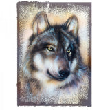 Wolf Kop Strijk Applicatie Grijs Beige