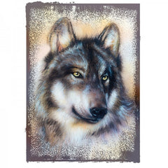 Wolf Wölfe Kopf Bügelapplikation Grau Beige