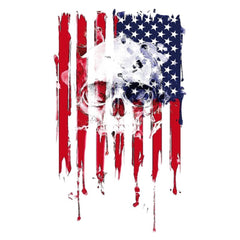 USA-Flagge, Sterne und Streifen, Totenkopf-Motiv zum Aufbügeln