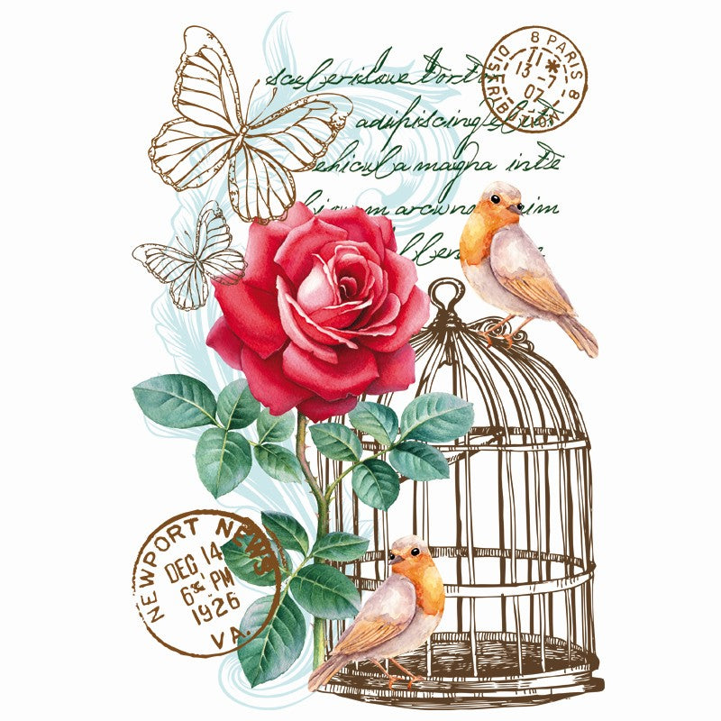 Vögel Vogelkäfig Vintage Voliere Bügelapplikation (Bestellung 08-2023)