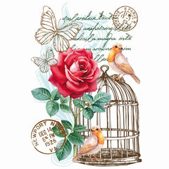 Vögel Vogelkäfig Vintage Voliere Bügelapplikation (Bestellung 08-2023)