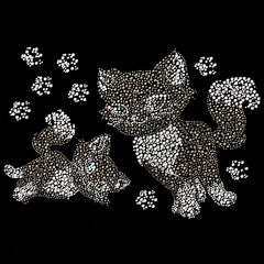 Katze Katzen Kätzchen Strass Applikation Mini Catwalk