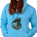 Kraai Kraaien Crow Strijk Applicatie op een blauwe hoodie