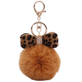 Sleutelhanger Pom Strik Strass Tas Keychain Cognac