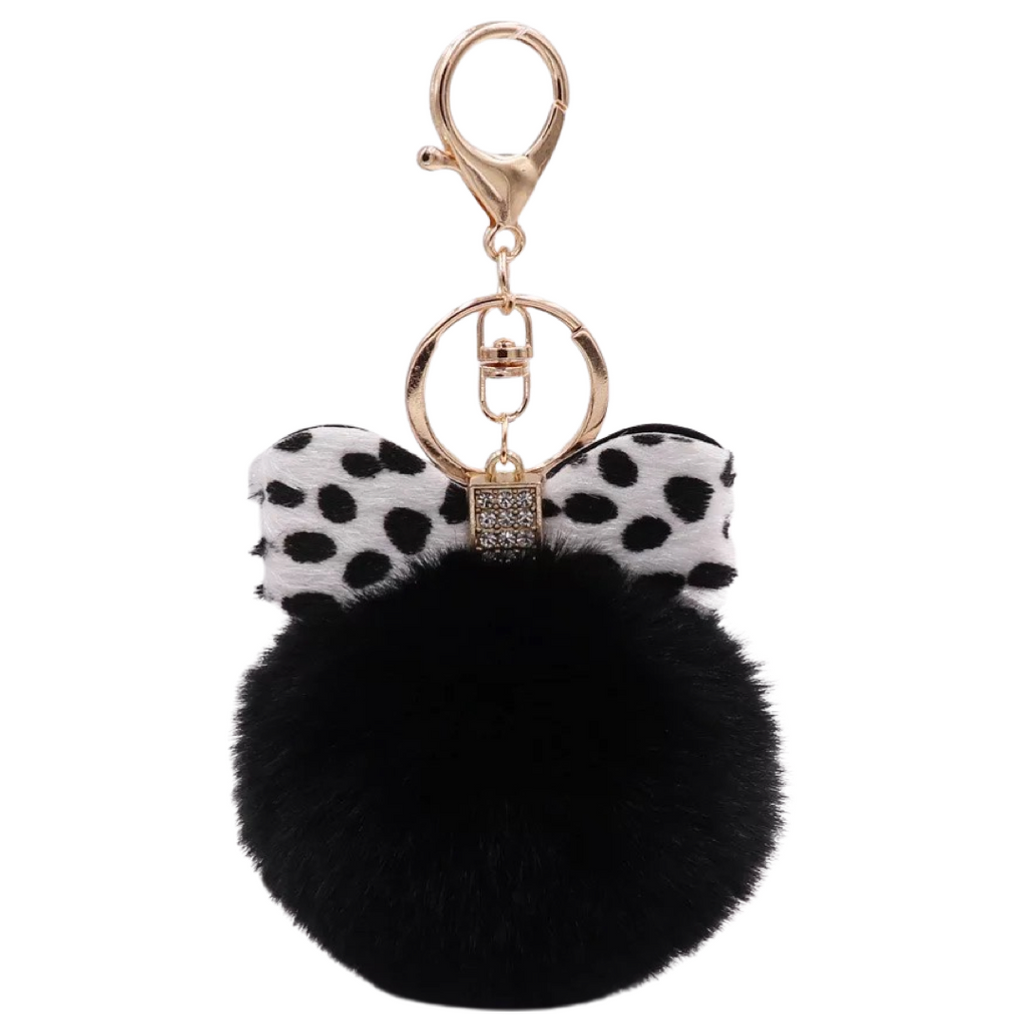 Sleutelhanger Pom Strik Strass Tas Keychain Zwart