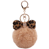 Sleutelhanger Pom Strik Strass Tas Keychain Beige