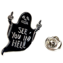 Ghost See You In Hell Text Emaille Pin
