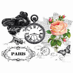 Taschenuhr, Vintage-Uhr, Rose, zum Aufbügeln