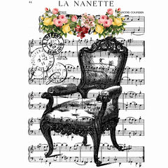 Stuhl Musiknoten Sitz La Nanette Bügelanwendung
