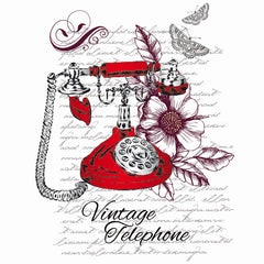 Telefon Vintage Telefon Bügelapplikation Rot