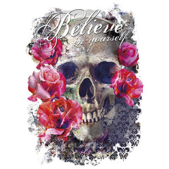 Totenkopf-Totenkopf-Rosen-Aufnäher zum Aufbügeln. Glauben Sie an sich selbst