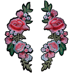 Rosen Blumenzweig XXL-Emblem-Set zum Aufbügeln, Rosa