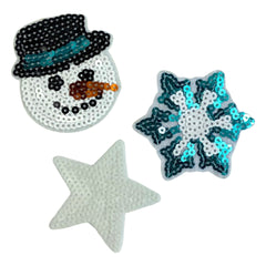 Paillette Winter Schnee Eis Stern Aufnäher-Emblem-Patch-Set