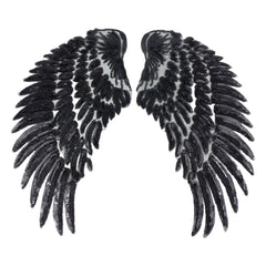 Wing Paillette XXL Aufnäher-Emblem-Patch-Set Schwarz