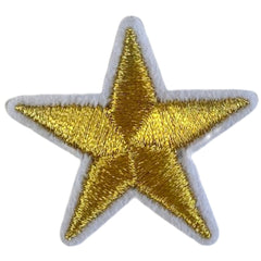 Stern-Sternchen-Emblem-Aufnäher zum Aufbügeln, goldweiß