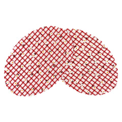 Knie-Ellenbogen-Aufnäher zum Aufbügeln, rot, weiß, kariert, weiße Blume