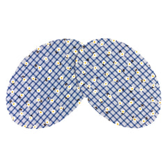 Knie-/Ellenbogen-Aufnäher zum Aufbügeln, blau kariert, weiße Blume