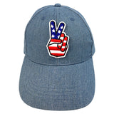 Peace Sign USA Vredesteken Strijk Embleem Patch op een cap van spijkerstof