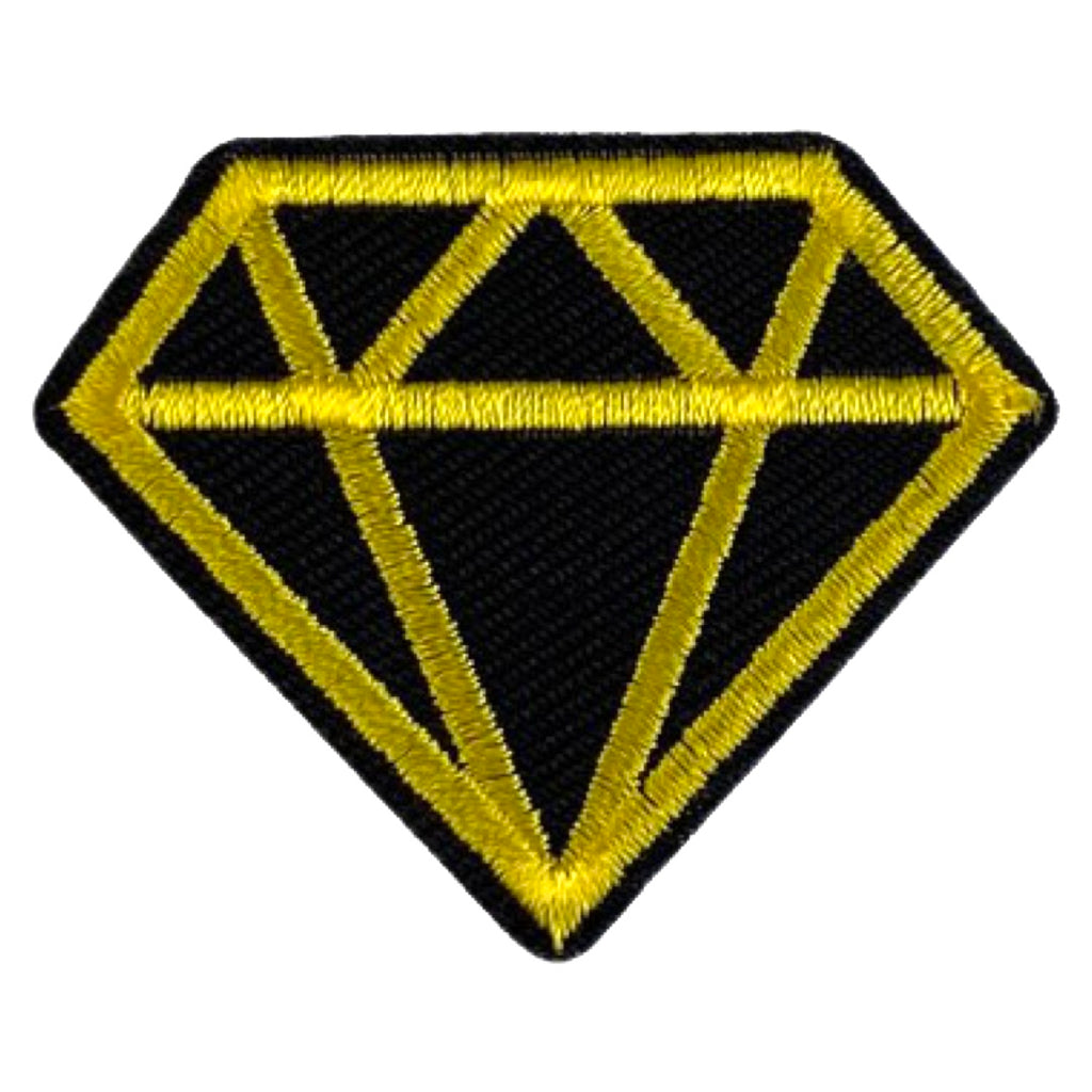 Diamant Strijk Embleem Patch Zwart Goud