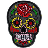 Sugar Skull Doodskop Strijk Embleem Patch Grijs