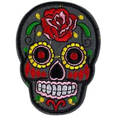 Totenkopf Totenkopf Sugarskull Totenkopf-Emblem zum Aufbügeln, Grau