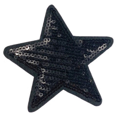 Stern Sterne Paillette Emblem Aufnäher zum Aufbügeln, Schwarz