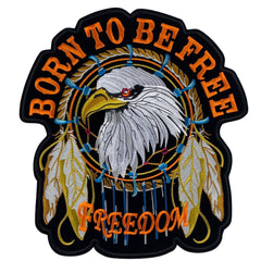 „Born To Be Free Freedom“-Text-Emblem-Aufnäher zum Aufbügeln, groß