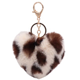 Sleutelhanger Pluche Hart Luipaard Print Tas Hanger Crème Bruin