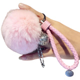 Close-up van de Sleutelhanger Pluche Pom Tas Hanger Roze