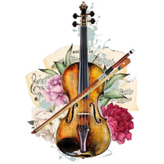 Geigen-Pfingstrosen-Rosen-Aufbügelapplikation