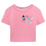 Sweet Pink And Blue Strijk Embleem Patch Set 5 Patches op een roze t-shirtje