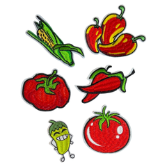 Gemüse-Logo-Patch-Set zum Aufbügeln, 6 Patches