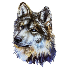 Wolf Wolfshund Bügelapplikation Braun