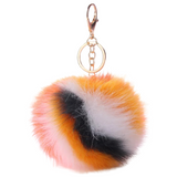 Sleutelhanger Pom Fluffy Tas Keychain Geel Oranje Groen Wit