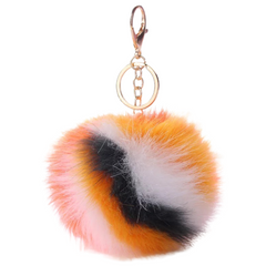 Schlüsselanhänger Pom Fluffy Bag Schlüsselanhänger Gelb Orange Grün Weiß
