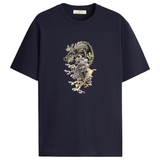 Draak Draken Strijk Embleem Patch Large op een zwart t-shirt