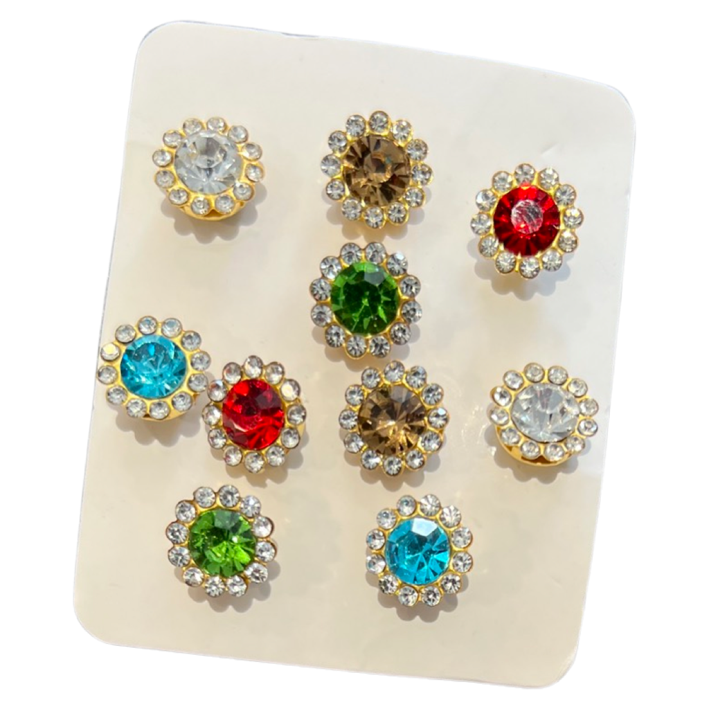 Pin Brosche Pin Buttons Set Diamanten 2 x 5 Farben