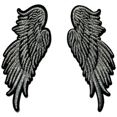 Wing Wings Wings Emblem-Patch-Set zum Aufbügeln in Silber
