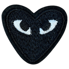 Herz-Herz-Augen-Emblem-Aufnäher zum Aufbügeln, Schwarz