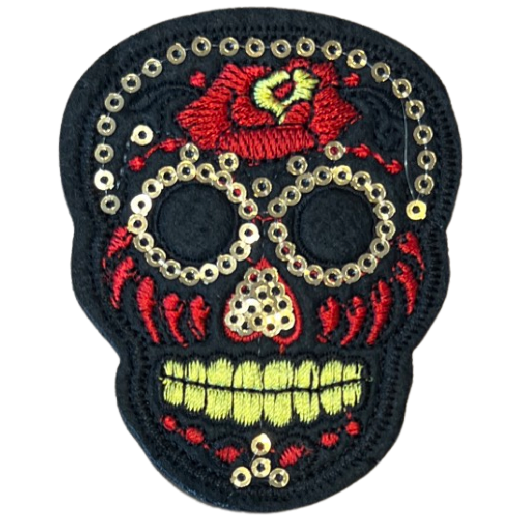 Sugar Skull Doodshoofd Opnaai Embleem Patch Zwart