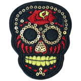 Sugar Skull Doodshoofd Opnaai Embleem Patch Zwart