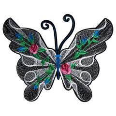 Schmetterling-Emblem-Aufnäher zum Aufbügeln, künstlerisch, weiß, groß